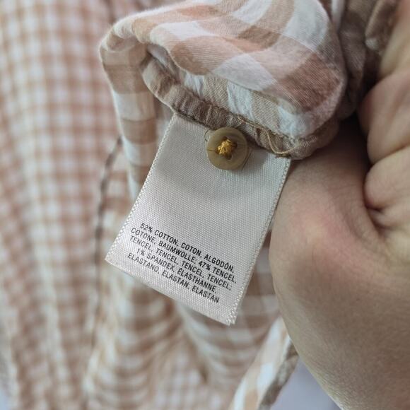 Anthropologie Shirt Womens Medium 10 Check Gingham Roll Holding Horses Popover - Picture 9 of 12